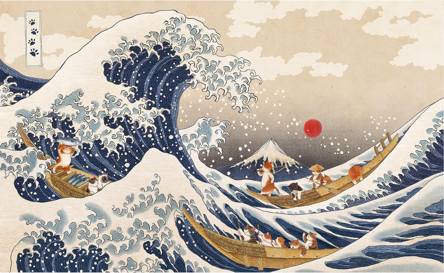 Completed Pintoo Great Wave Cats Puzzle